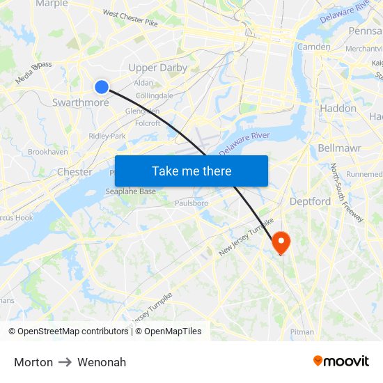 Morton to Wenonah map