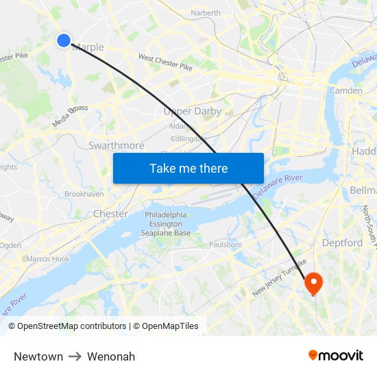 Newtown to Wenonah map