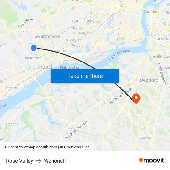 Rose Valley to Wenonah map