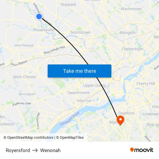 Royersford to Wenonah map