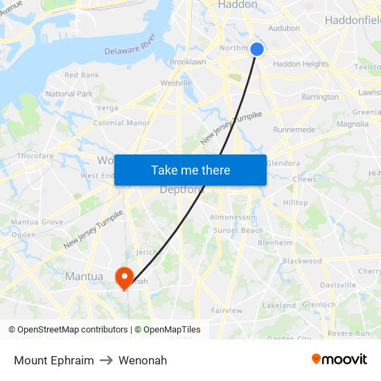 Mount Ephraim to Wenonah map