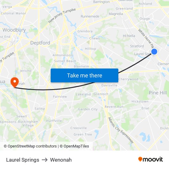 Laurel Springs to Wenonah map