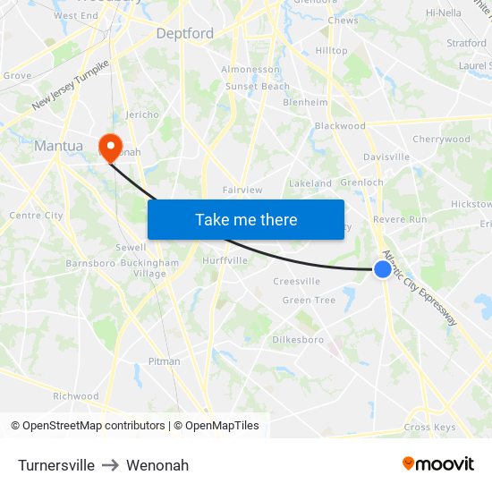 Turnersville to Wenonah map