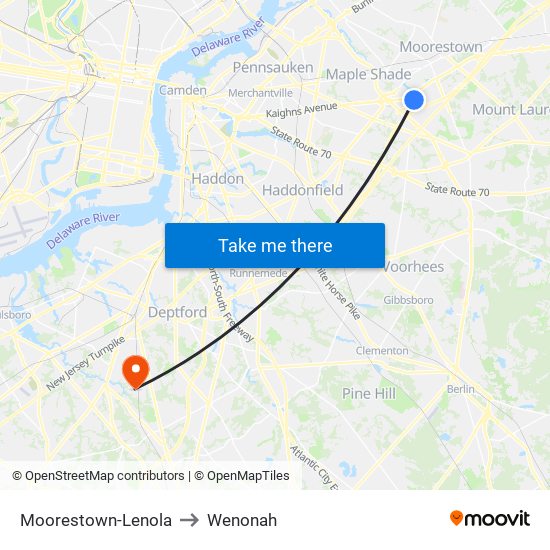 Moorestown-Lenola to Wenonah map