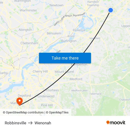 Robbinsville to Wenonah map