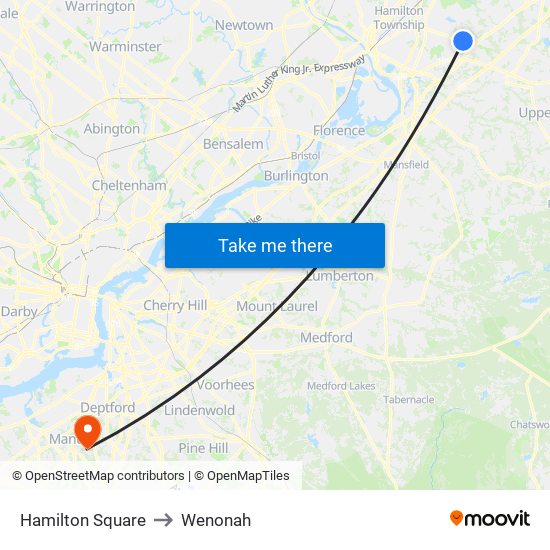 Hamilton Square to Wenonah map