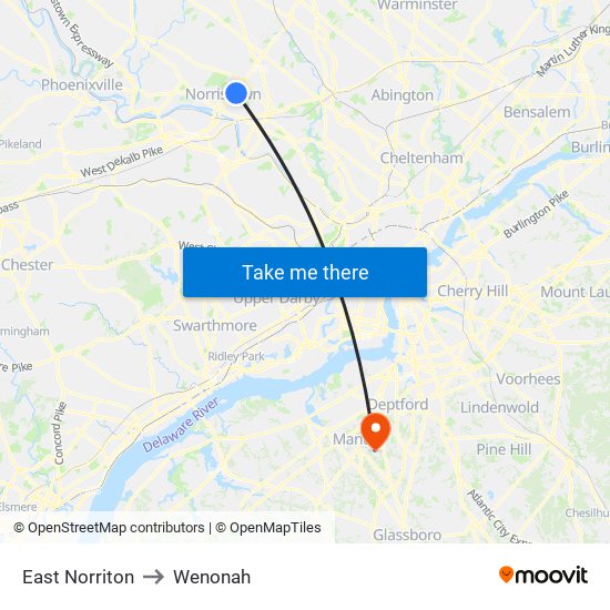 East Norriton to Wenonah map