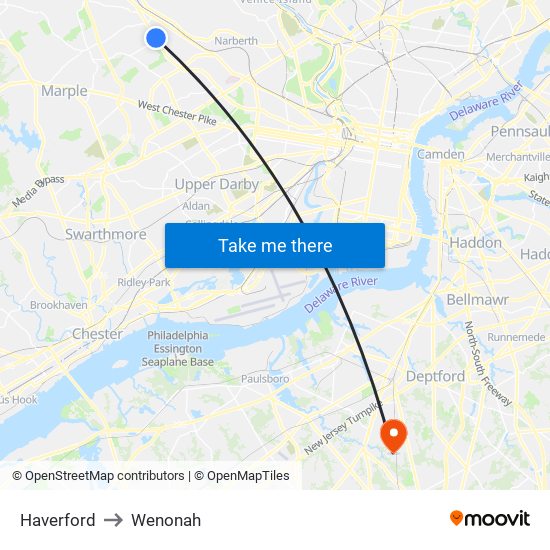 Haverford to Wenonah map