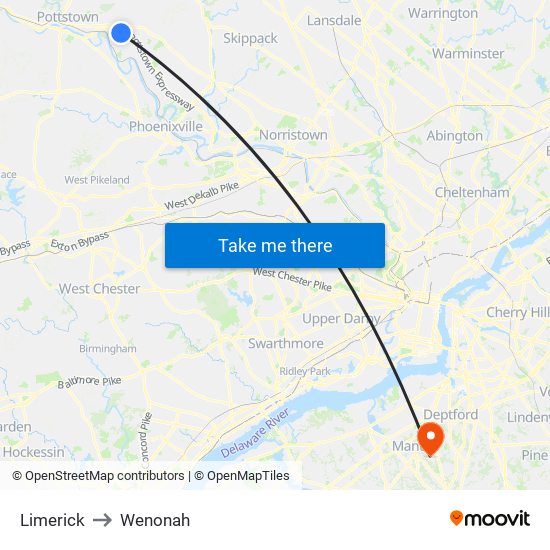 Limerick to Wenonah map