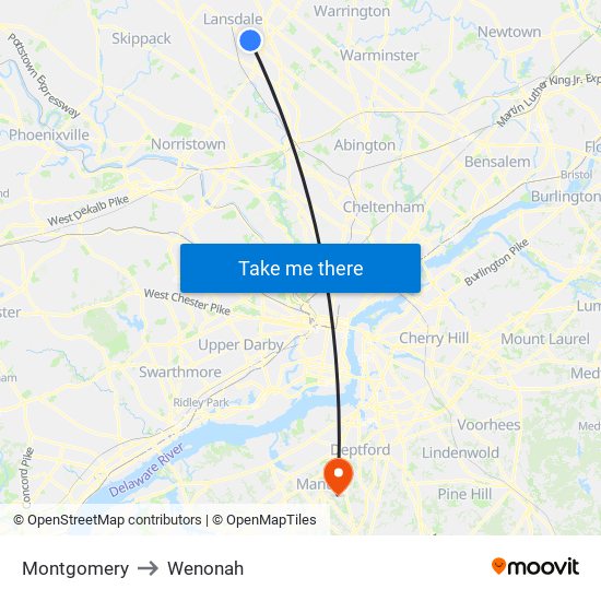 Montgomery to Wenonah map