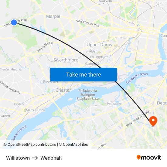 Willistown to Wenonah map