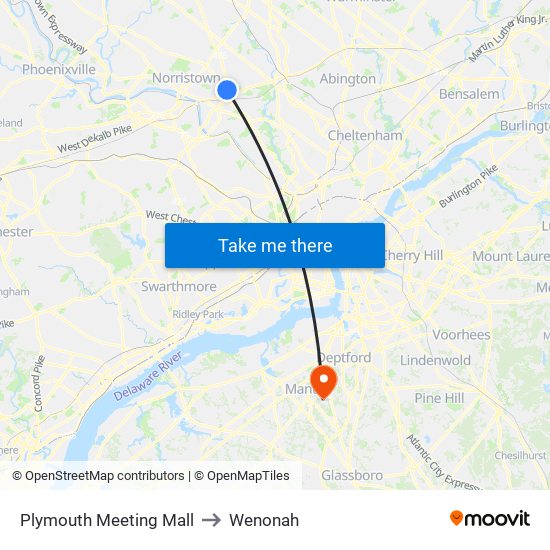 Plymouth Meeting Mall to Wenonah map