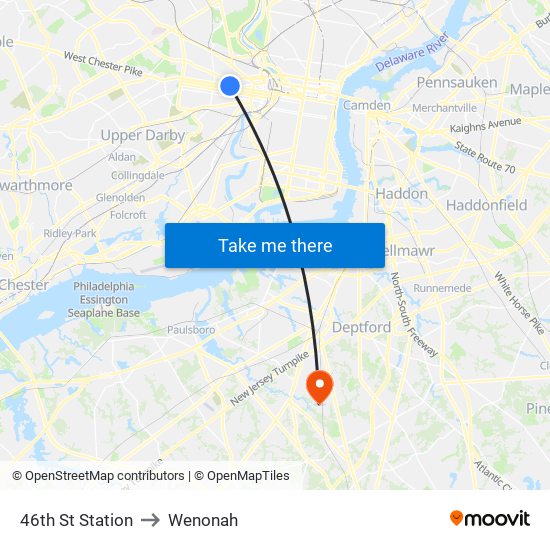 46th St Station to Wenonah map