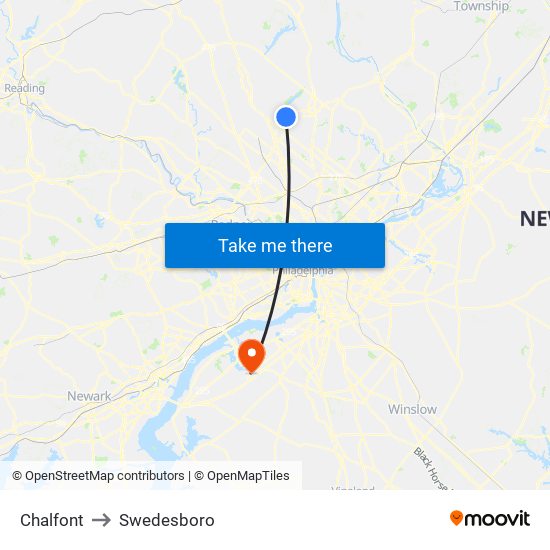 Chalfont to Swedesboro map