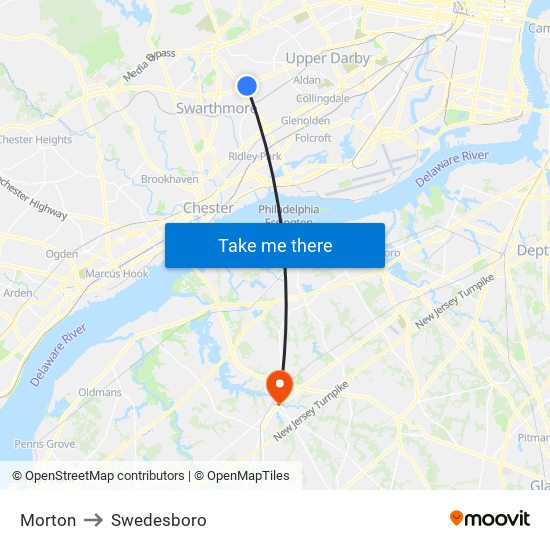Morton to Swedesboro map