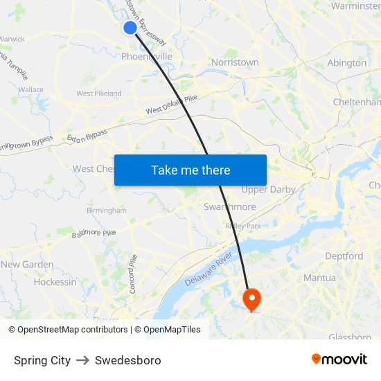 Spring City to Swedesboro map