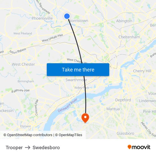 Trooper to Swedesboro map