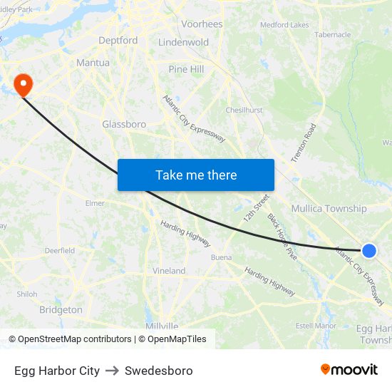 Egg Harbor City to Swedesboro map