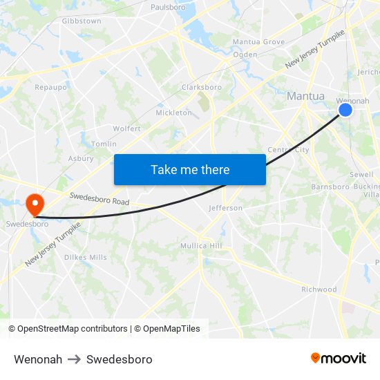 Wenonah to Swedesboro map