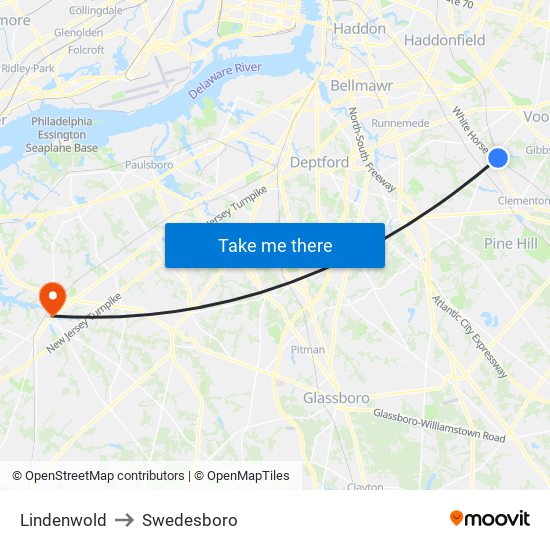 Lindenwold to Swedesboro map