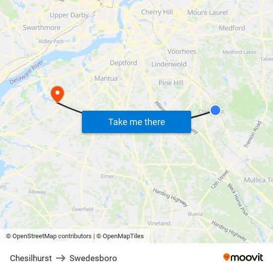 Chesilhurst to Swedesboro map