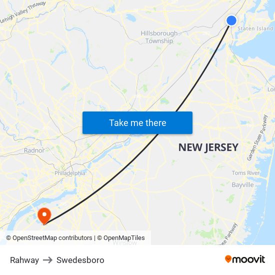 Rahway to Swedesboro map