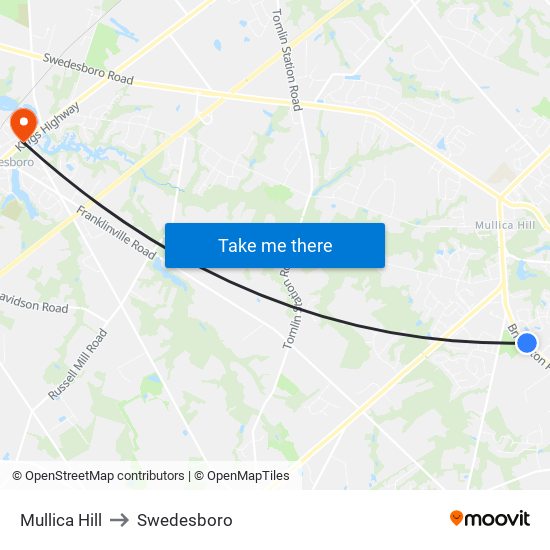 Mullica Hill to Swedesboro map