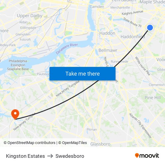 Kingston Estates to Swedesboro map
