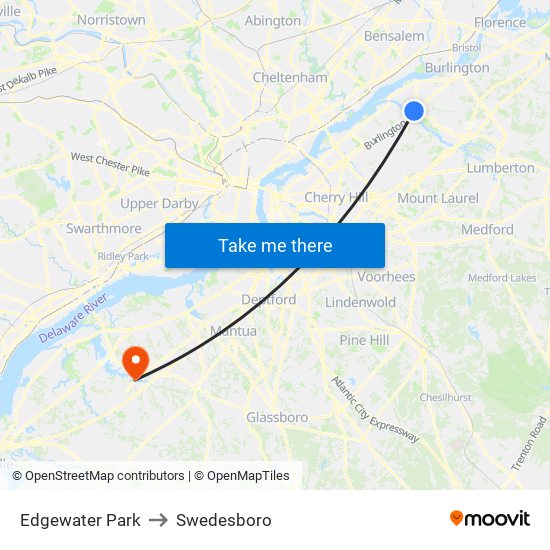 Edgewater Park to Swedesboro map