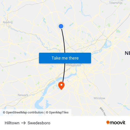 Hilltown to Swedesboro map