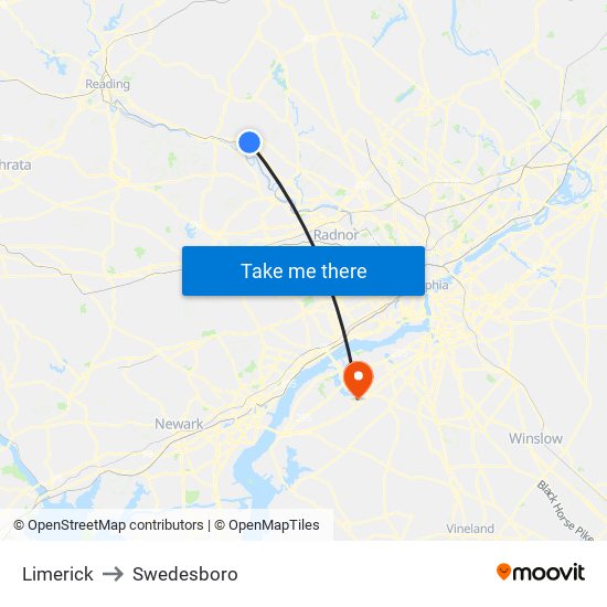 Limerick to Swedesboro map
