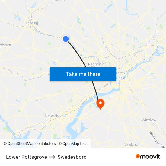 Lower Pottsgrove to Swedesboro map