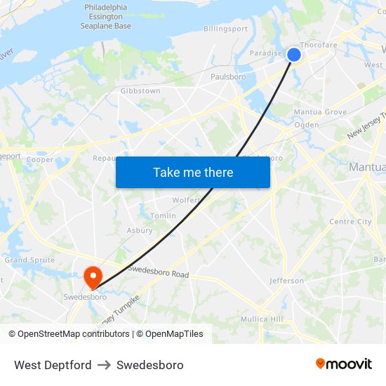 West Deptford to Swedesboro map