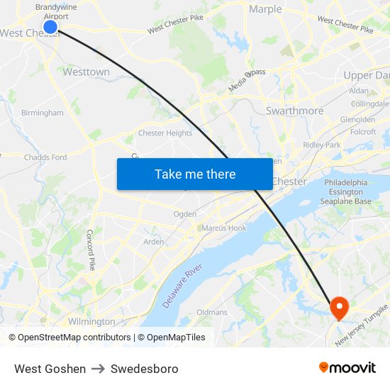 West Goshen to Swedesboro map