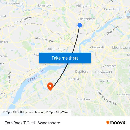 Fern Rock T C to Swedesboro map
