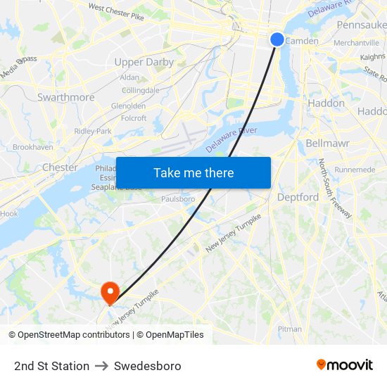 2nd St Station to Swedesboro map