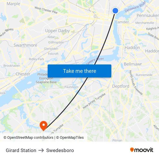 Girard Station to Swedesboro map