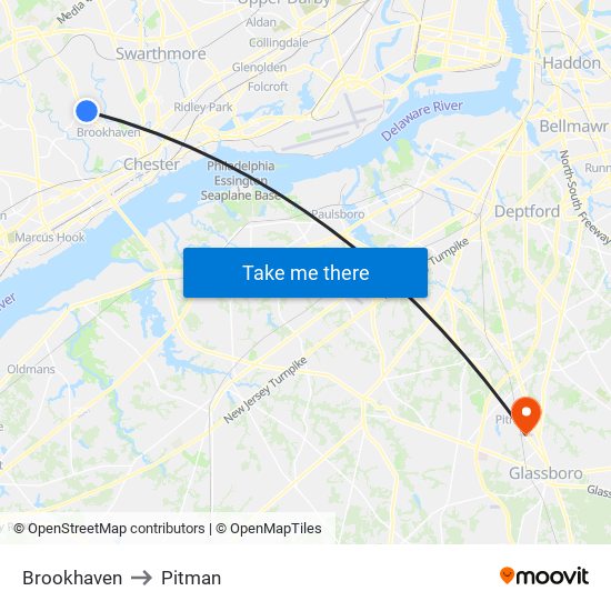 Brookhaven to Pitman map