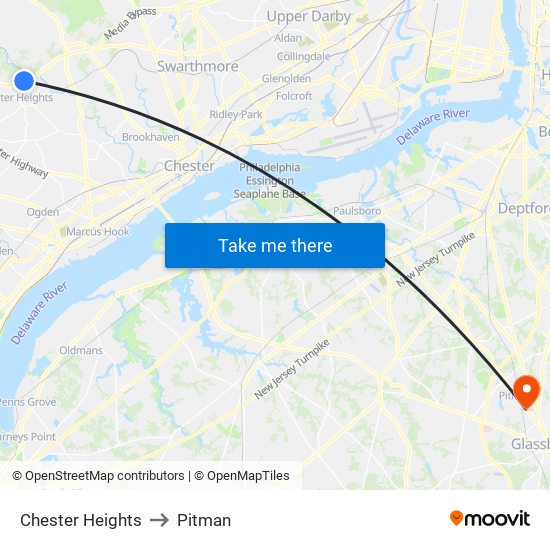 Chester Heights to Pitman map