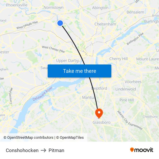 Conshohocken to Pitman map