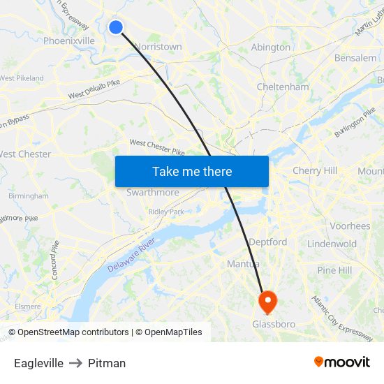 Eagleville to Pitman map