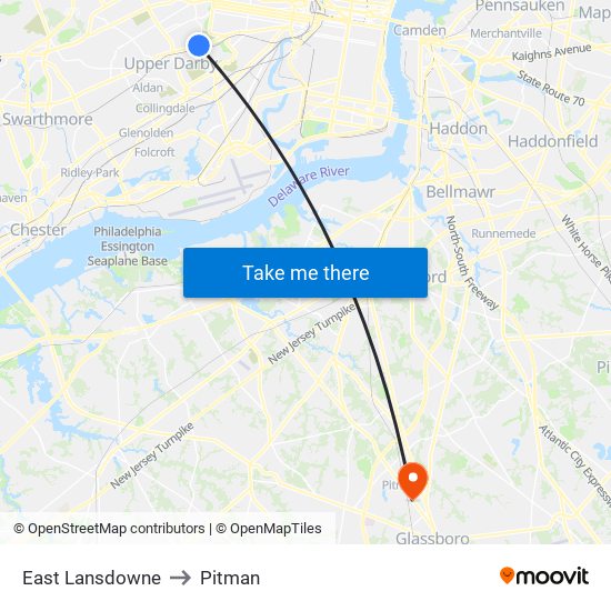 East Lansdowne to Pitman map