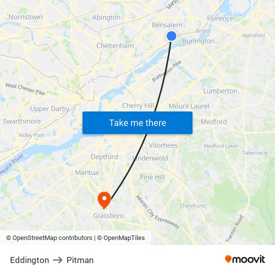 Eddington to Pitman map