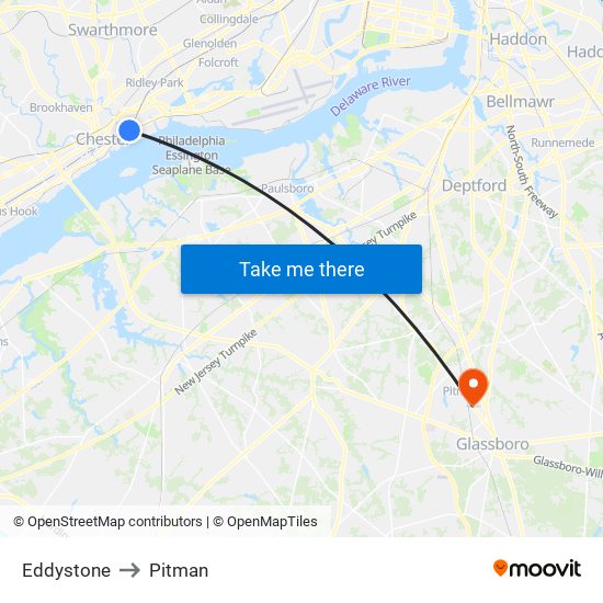 Eddystone to Pitman map