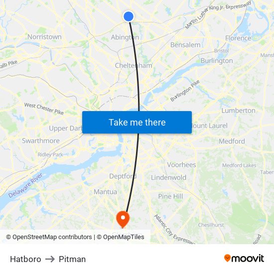 Hatboro to Pitman map