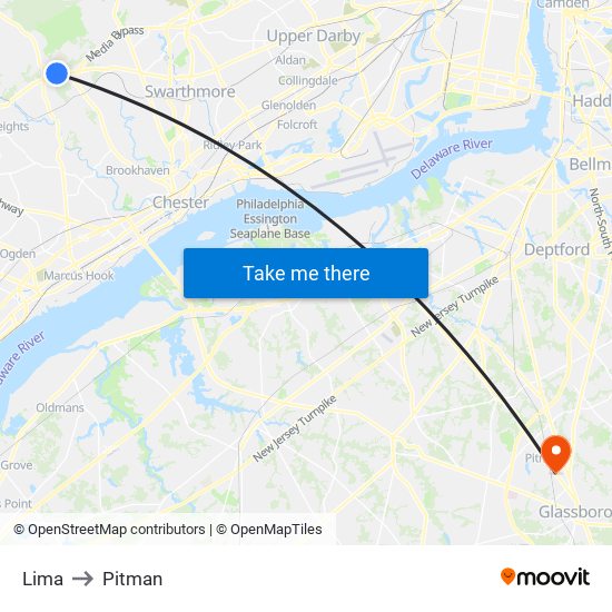 Lima to Pitman map