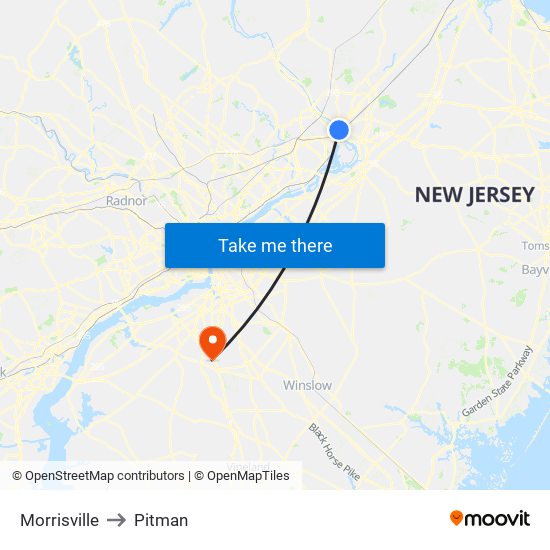 Morrisville to Pitman map