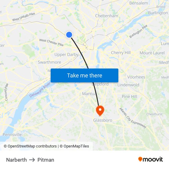 Narberth to Pitman map