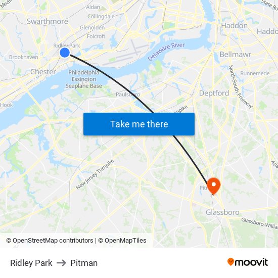 Ridley Park to Pitman map