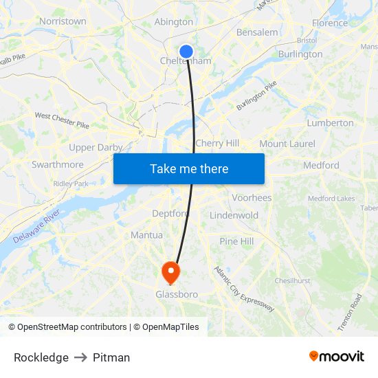 Rockledge to Pitman map